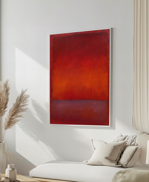 Mark Rothko Painting Deep Red And Orange Abstract Art With Horizontal Bands Ideal Gift For Modern Art Lovers