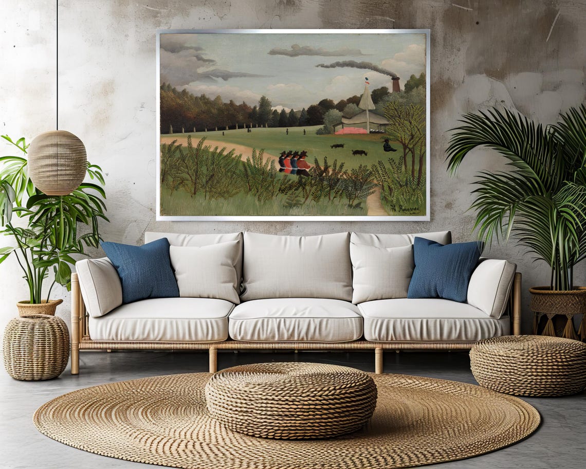 Henri Rousseau Naive Pastoral Park Scene with Young Figures Poster - Image 3