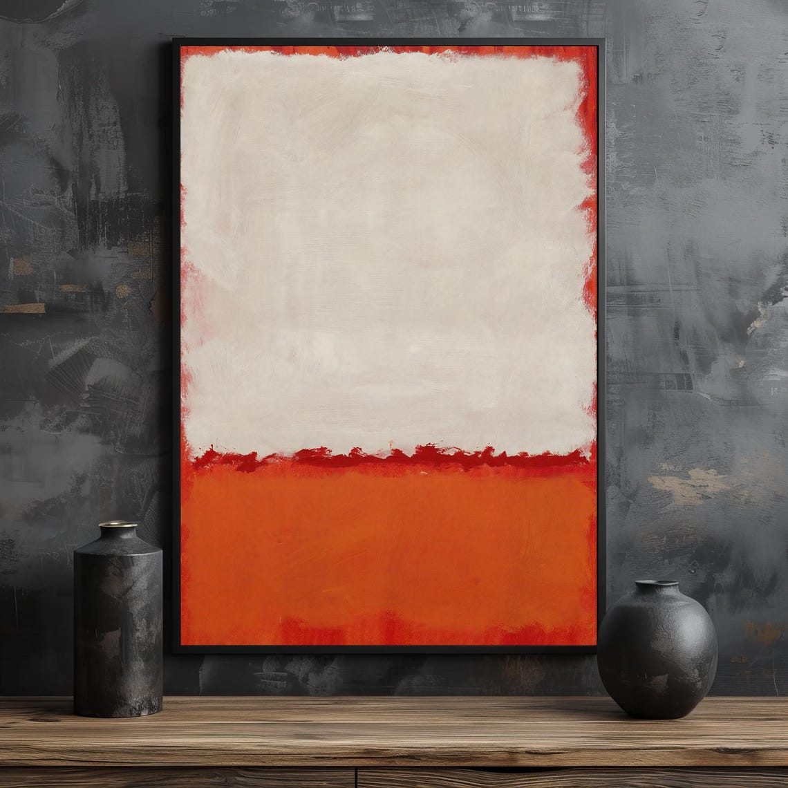 Striking Mark Rothko Painting In Crisp White And Bold Red Minimalist Abstract Art Gift For Modern Spaces - Image 2