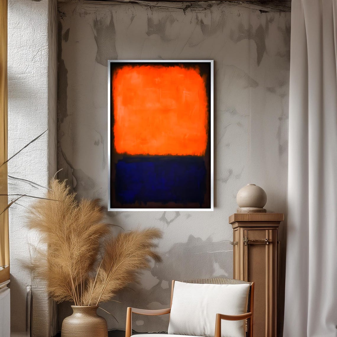 Vibrant Orange And Deep Blue Abstract Painting By Mark Rothko Bold Modern Art For Contemporary Home Decor Gift Idea - Image 3