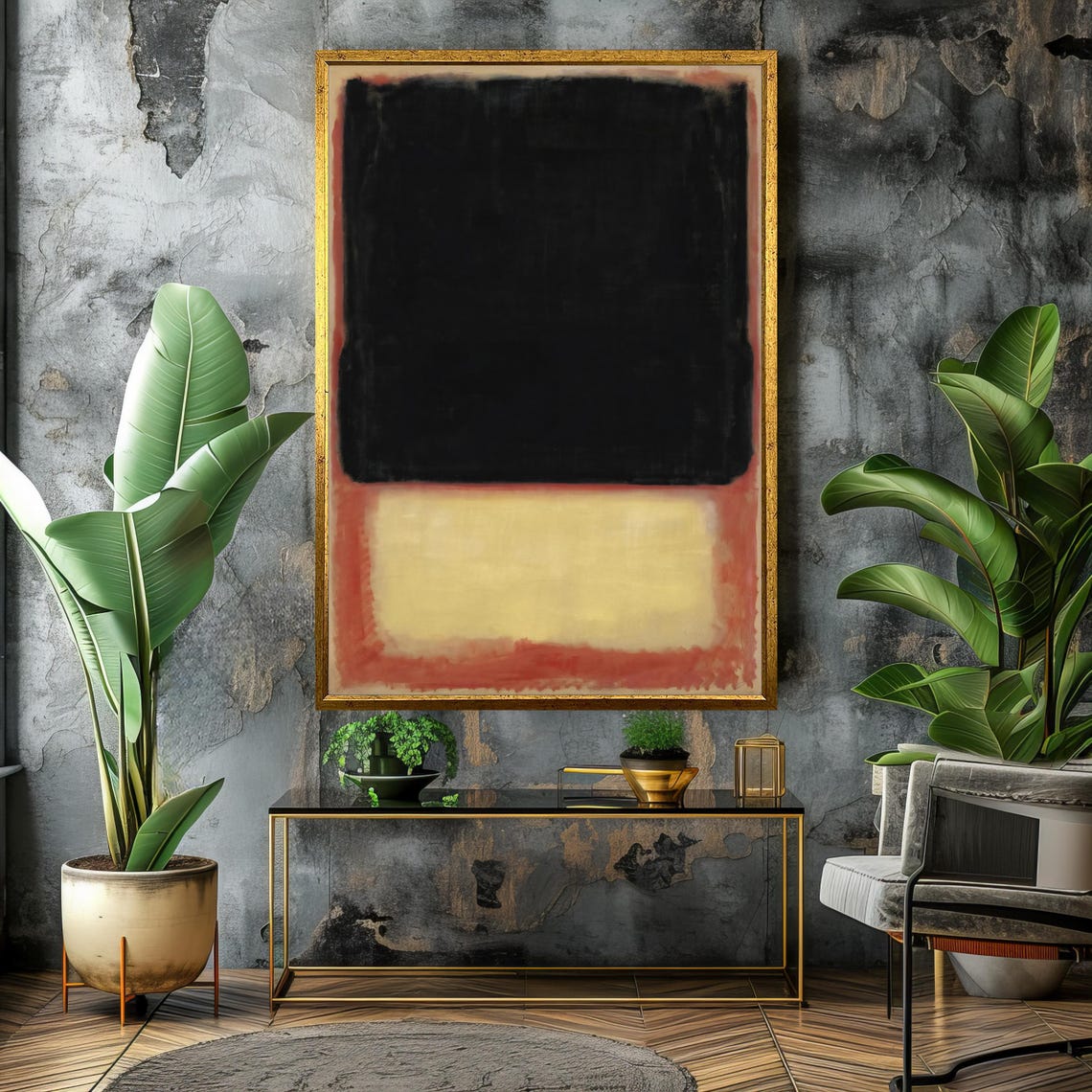 Mark Rothko Style Deep Black And Warm Cream Abstract Art Poster - Image 4
