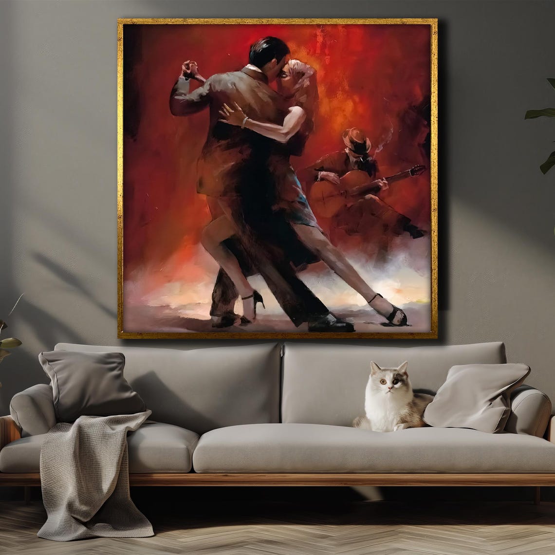 Intimate Tango With Guitarist Romantic Painting For Dance Enthusiasts And Passionate Gift - Image 4