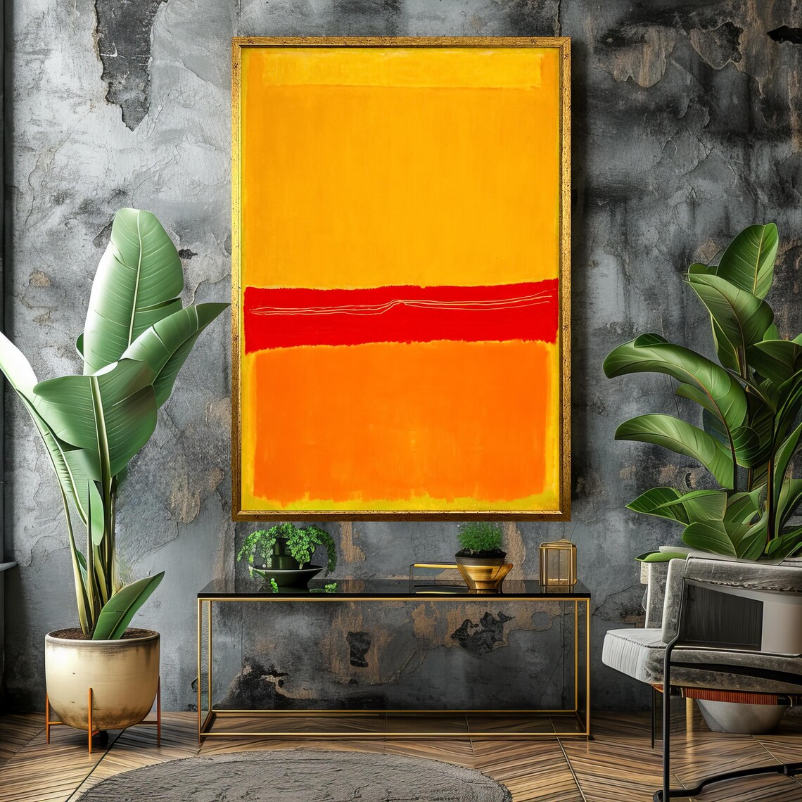 Mark Rothko Style Sunlit Yellow Fiery Red Abstract Art Poster - Image 4