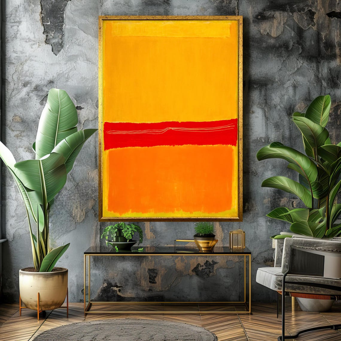 Vibrant Mark Rothko Painting In Sunlit Yellow Fiery Red And Warm Orange Bold Abstract Art Gift For Modern Spaces - Image 4