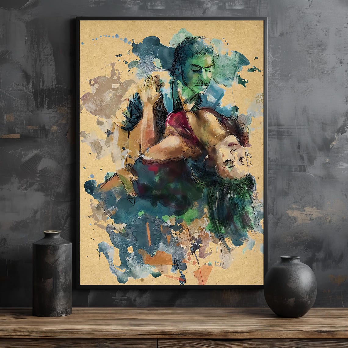 Abstract Tango Duo Expressive And Colorful Dance Painting Unique Gift For Dance And Art Lovers - Image 2