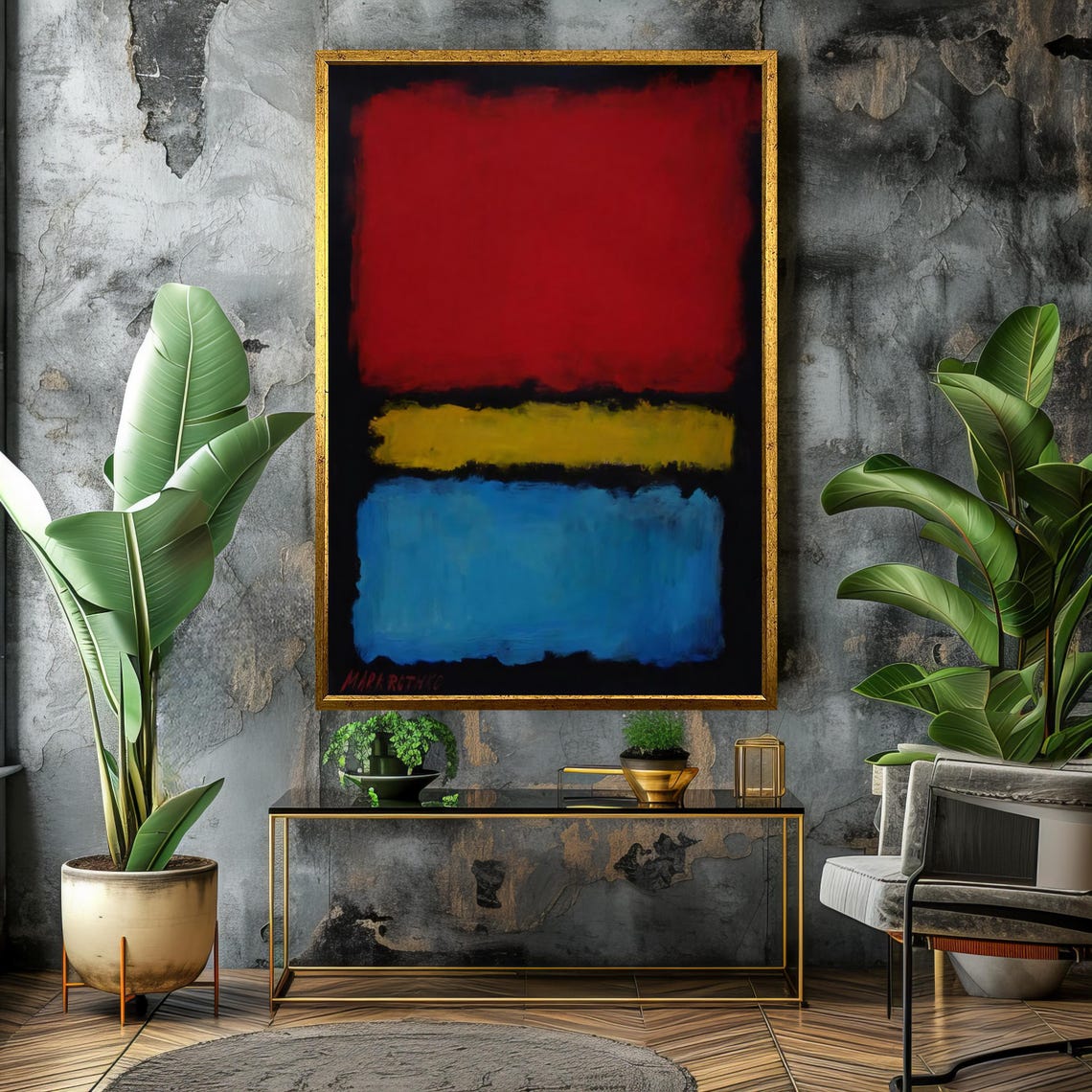 Mark Rothko Style Bold Red Yellow And Blue Abstract Art Poster - Image 4