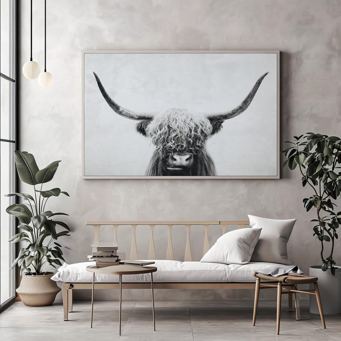 Highland Cow Monochrome Portrait Rustic Farmhouse Decor Poster - Image 2