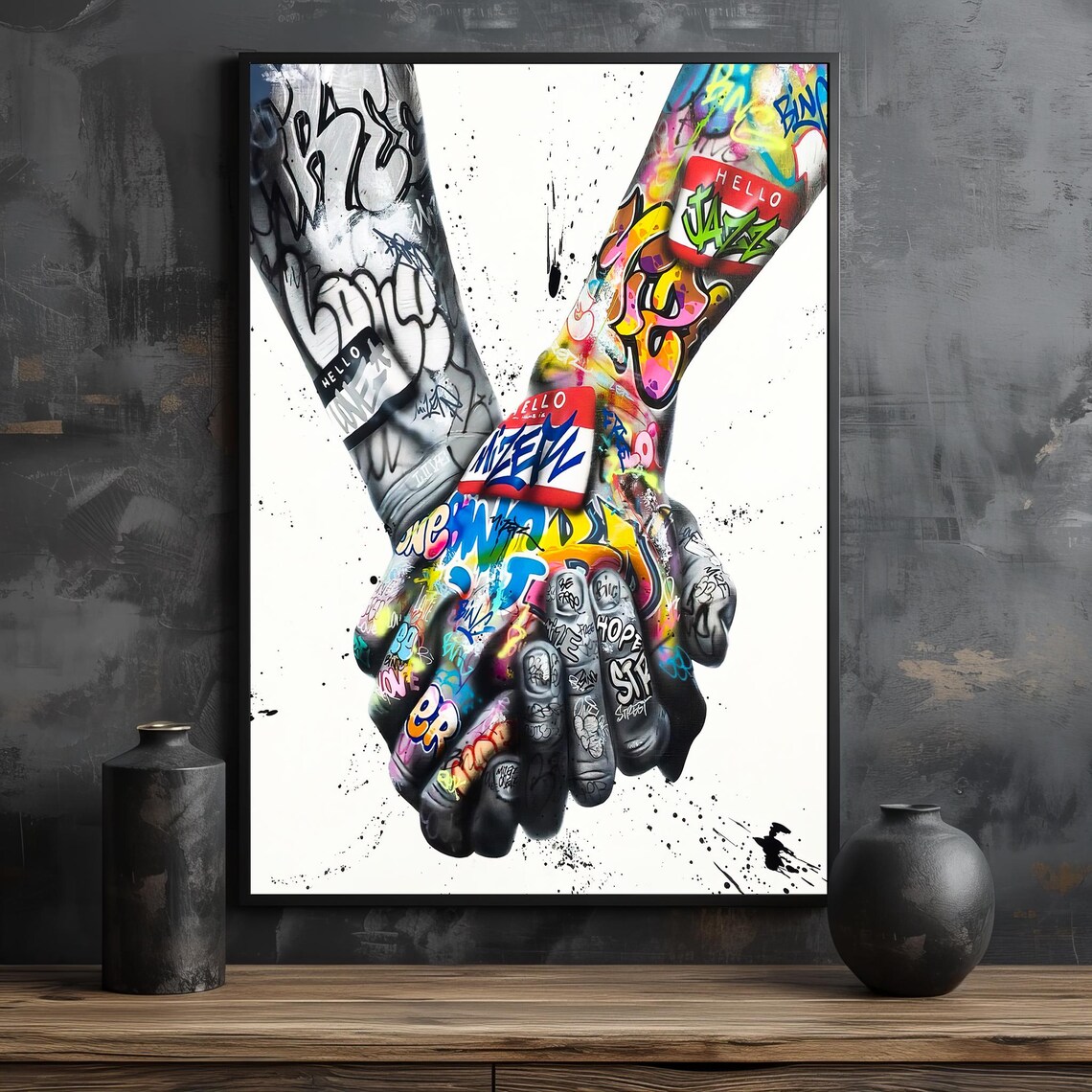 Graffiti Hands Unity, Bold Urban Wall Decor - Image 2
