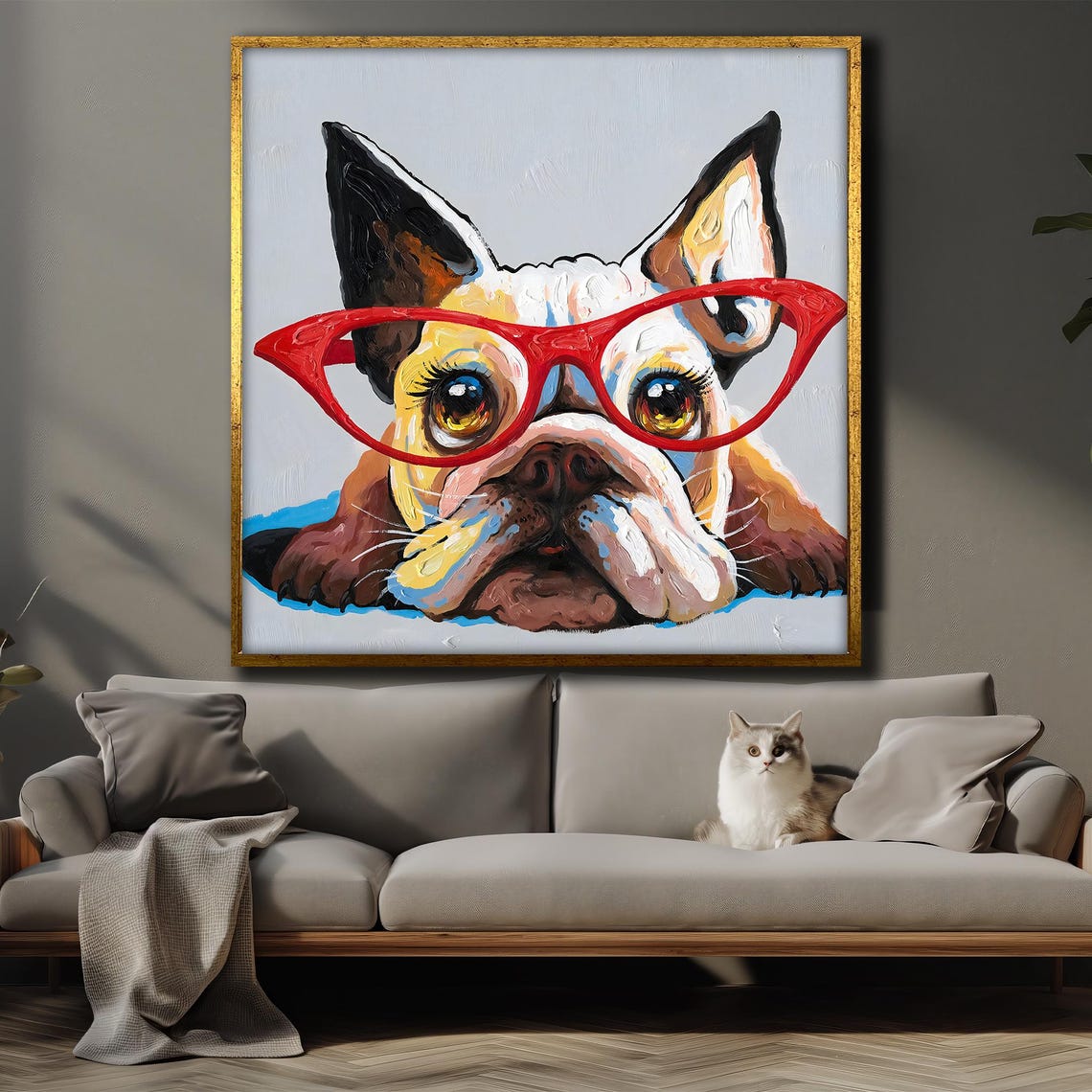 Funny Bulldog Puppy Wearing Red Glasses Cute Pet Humor Poster - Image 4