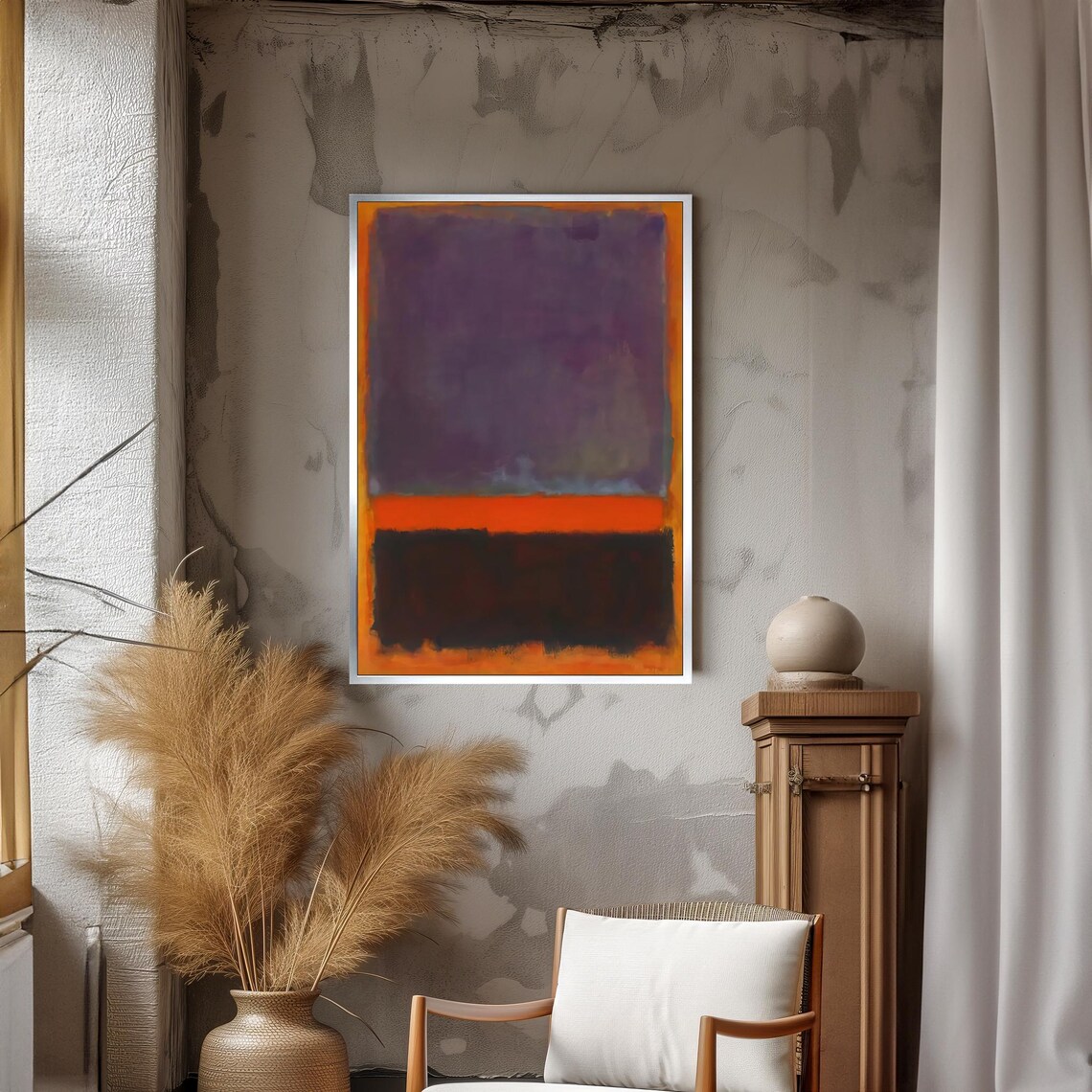 Vibrant Mark Rothko Painting In Rich Purple And Bold Orange Striking Abstract Art Gift For Modern Interiors - Image 3