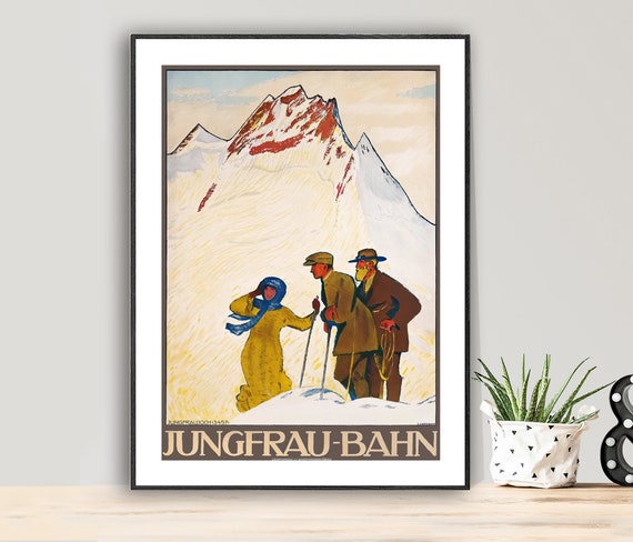 Jungfrau Bahn Vintage Travel Poster, Travel Poster