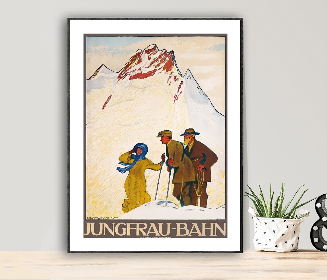 Jungfrau Bahn Vintage Travel Poster, Travel Poster