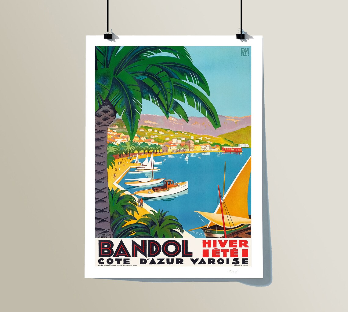 Bandol Cote Dazur Varoise Vintage Travel Poster - Image 2