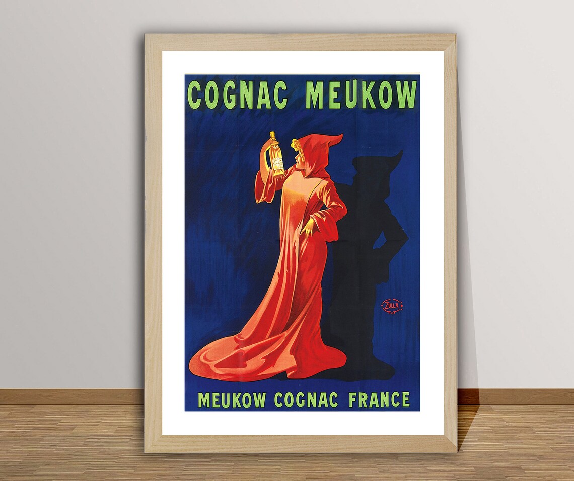 Cognac Meukow Vintage French Brandy Red Robe Advertising Poster - Image 2