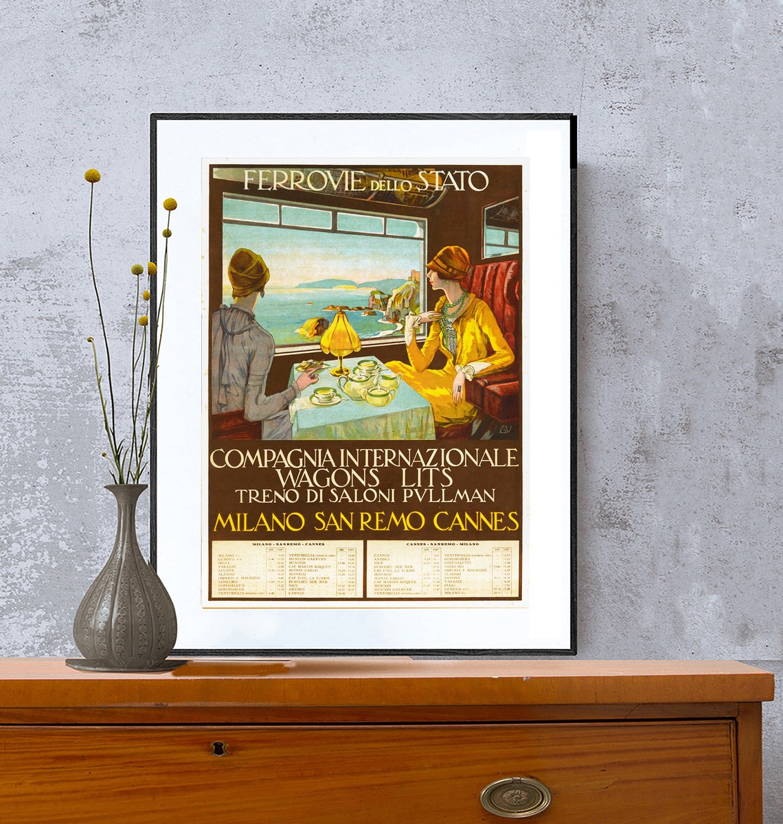 Milano San Remo Cannes Pullman Train Wagons Lits Luxury Rail Poster - Image 2