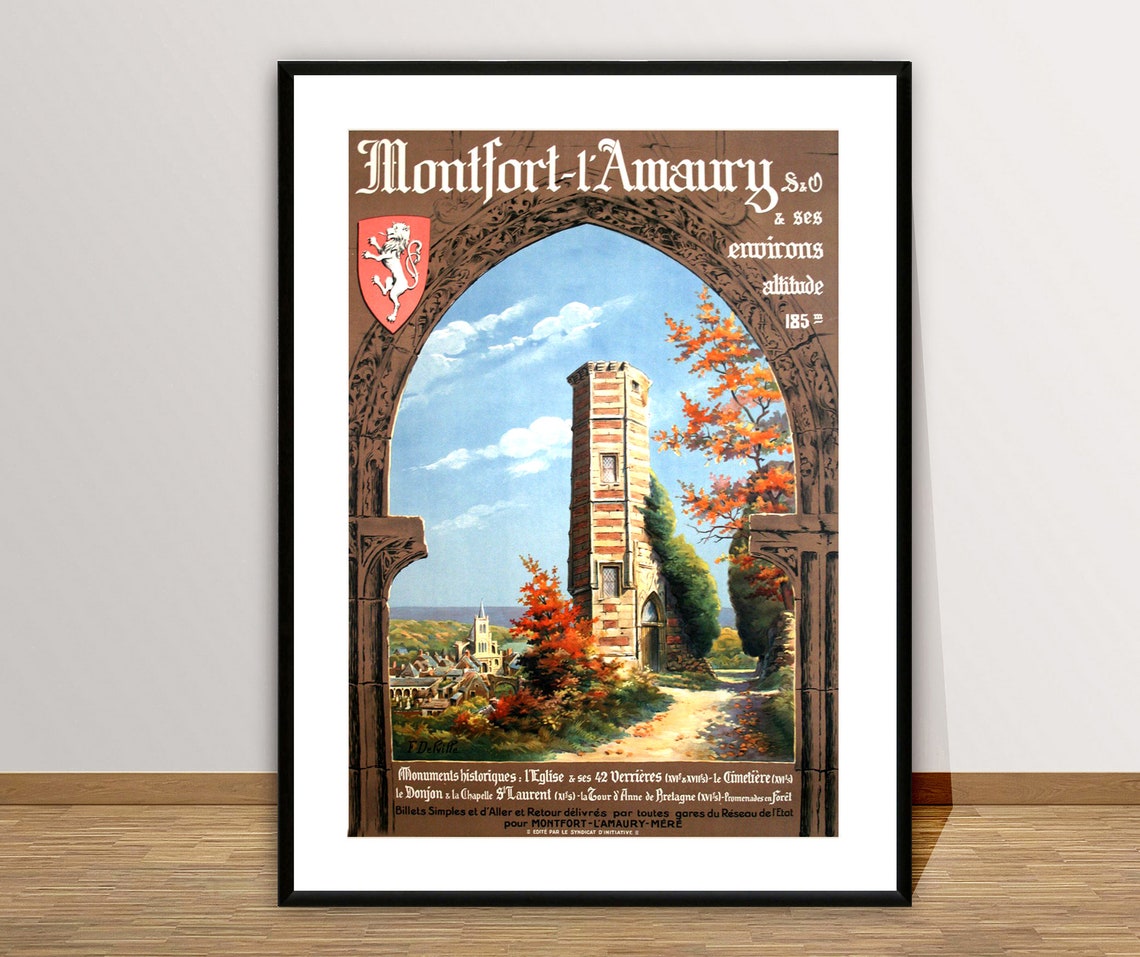 Montfort l Amaury et ses Environs Historic French Town Vintage Poster - Image 2