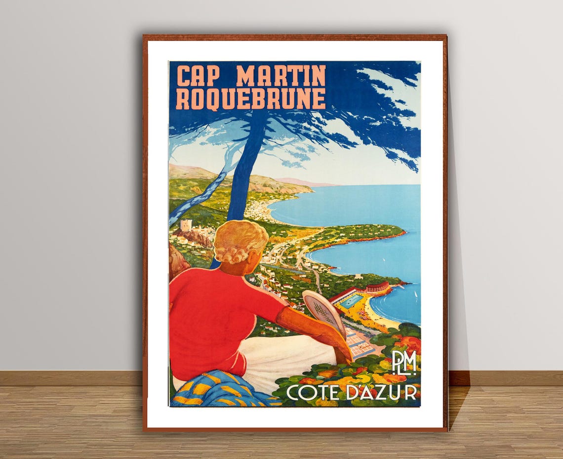 Cap Martin Roquebrune French Riviera Coast View Vintage Travel Poster - Image 3