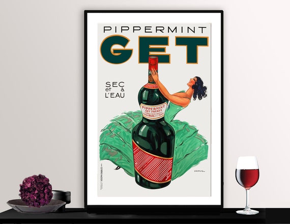 Pippermint Get Sec Et A Leau Vintage Fooddrink Poster Beverage Art Gift Idea Wall Decor