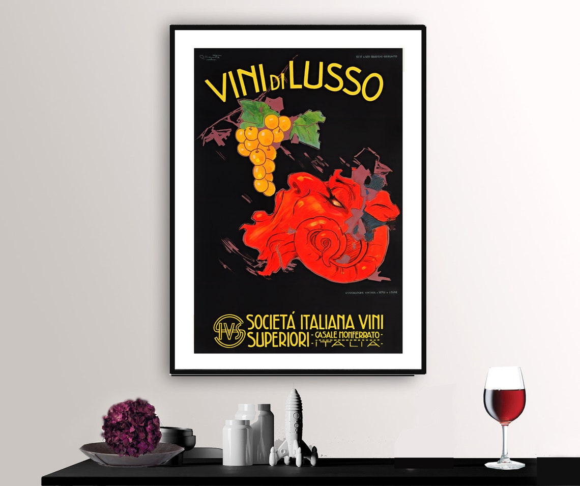 Vini di Lusso Italian Luxury Wine Vintage Advertising Art Poster