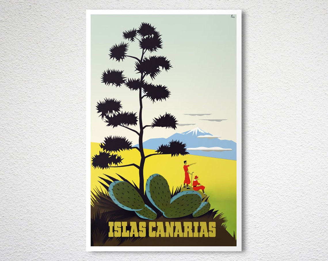 Canary Islands Islas Canarias Vintage Spanish Desert Travel Poster - Image 2