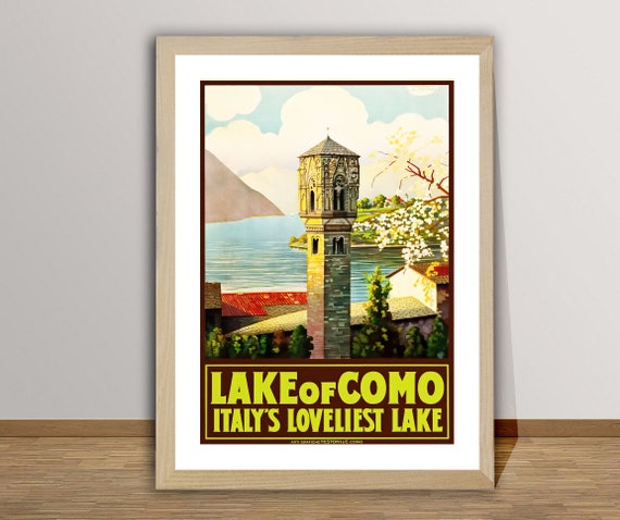 Lake Of Como Italys Loveliest Lake Vintage Travel Poster Poster Paper Or Print Gift Idea Wall Art