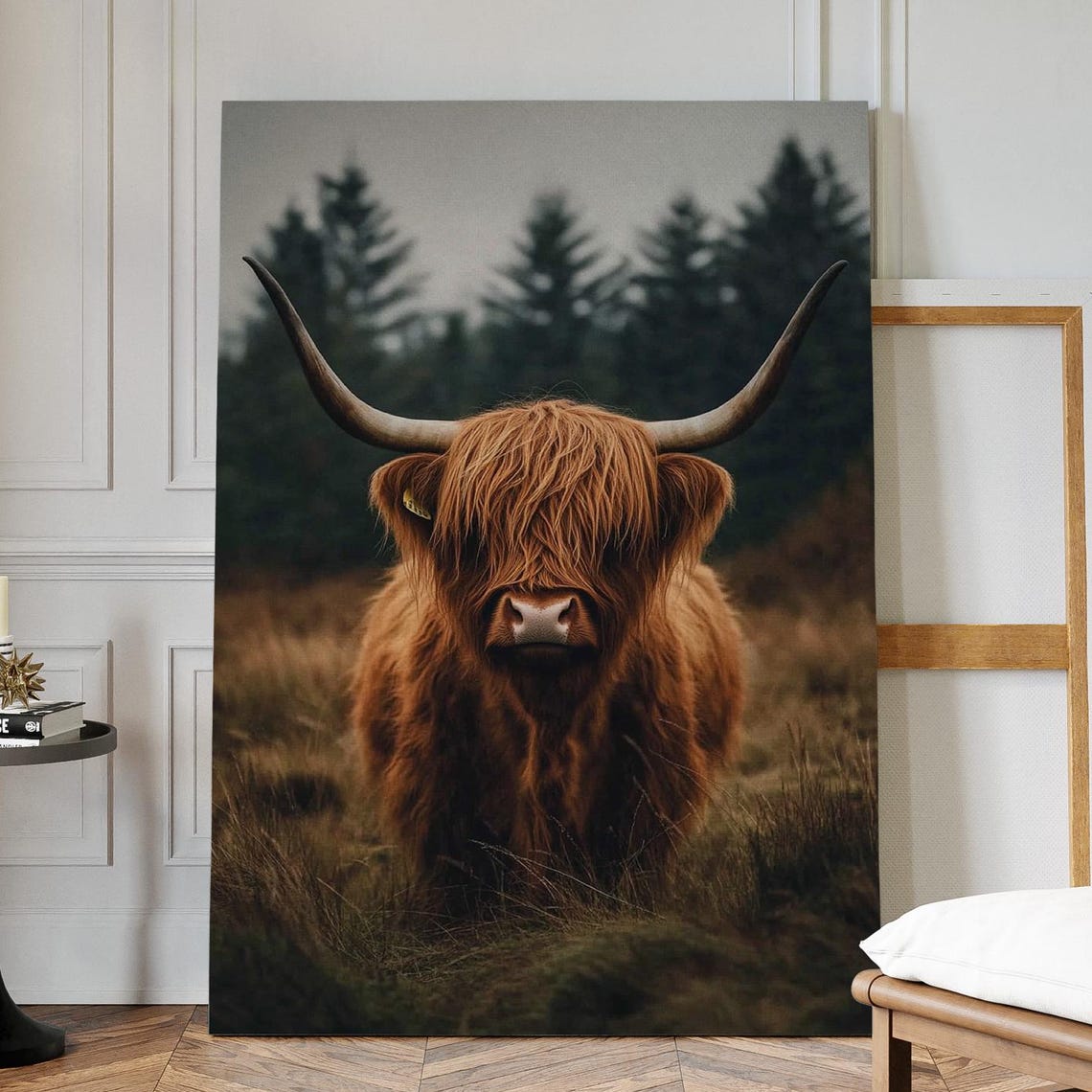 Highland Cow Portrait Ginger Longhorn Fluffy Meadow Cow Print