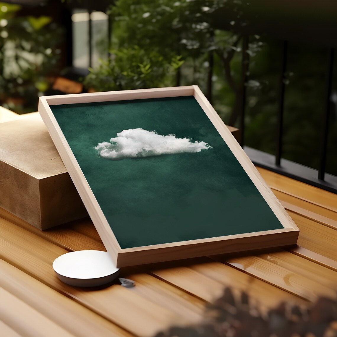 Emerald Green Cloud Abstract Minimalist Art Print - Image 3