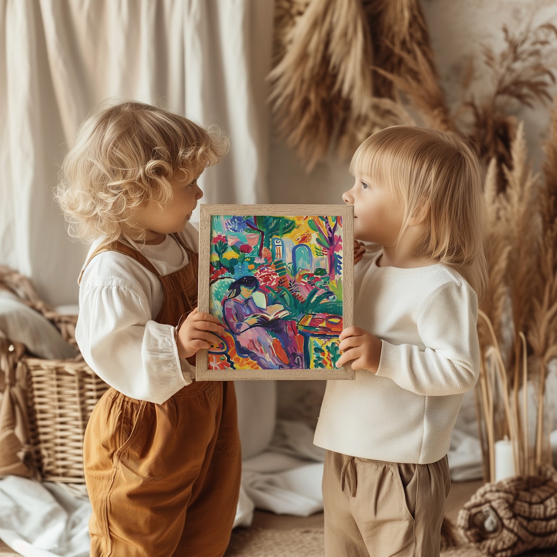 Matisse Inspired Interior With Young Girl, Abstract Fauvism - Image 3