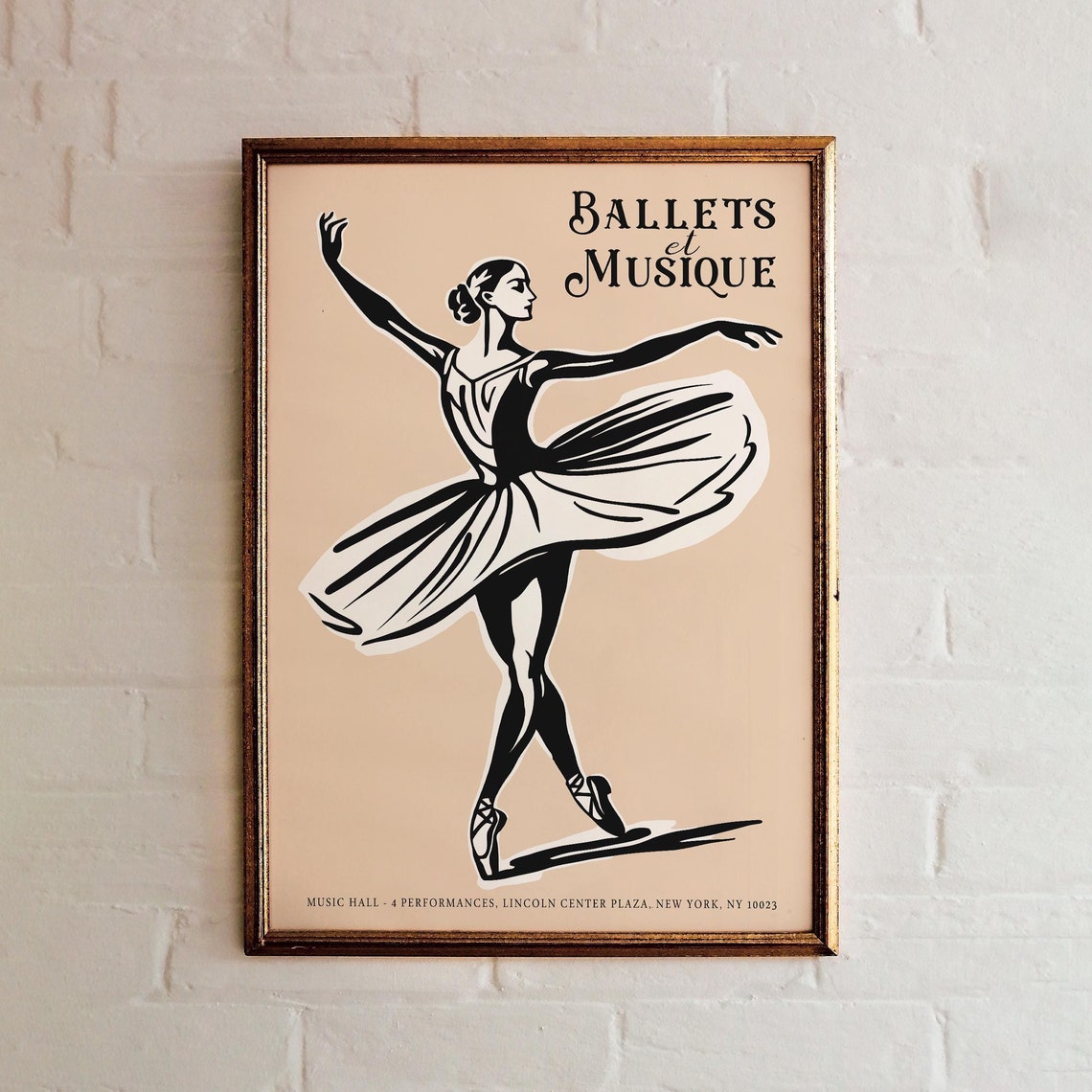 Vintage NYC Ballets et Musique Lincoln Center Ballet Dancer Poster