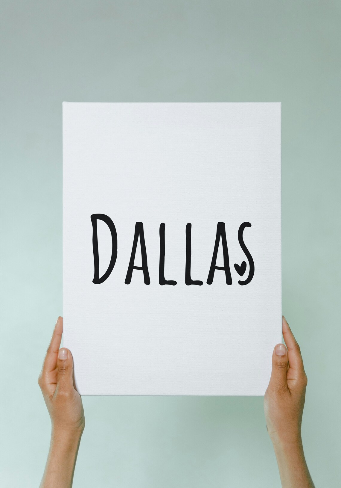 Dallas Heart Typography Minimalist Black White Texas City Love Poster - Image 2