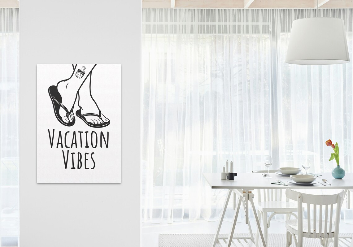 Vacation Vibes Flip Flop Feet Minimalist Summer Beach House Poster - Image 2