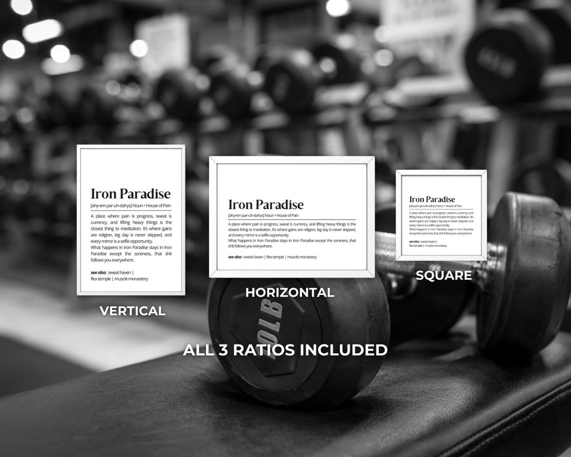Iron Paradise Funny Gym Dictionary Definition Minimalist Poster - Image 3