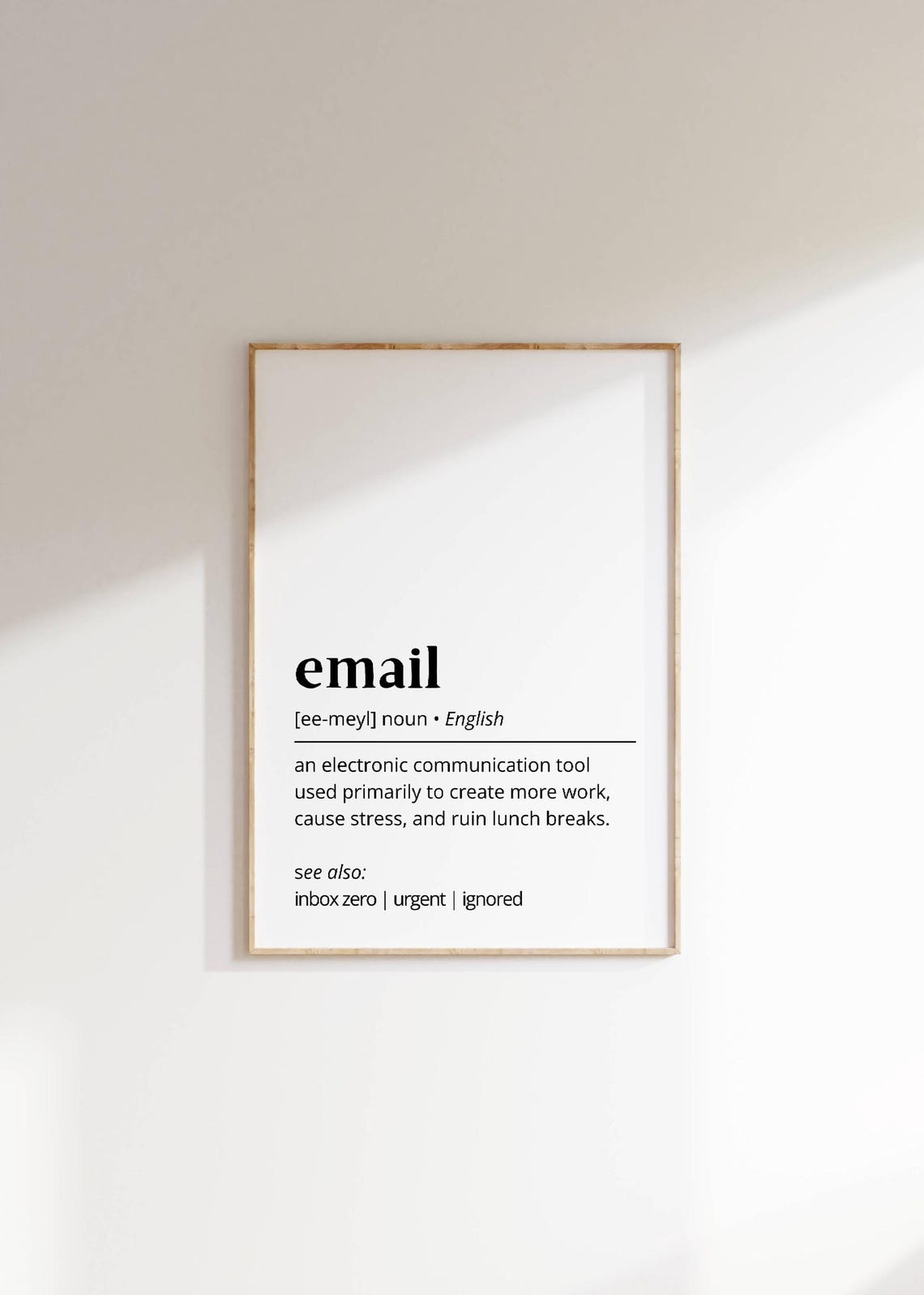 Email Definition Funny Office Phrase Dictionary Meaning Poster