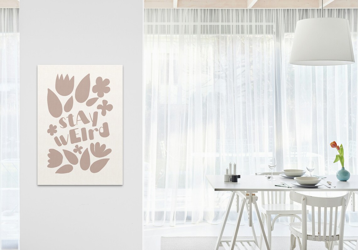 Stay Weird Neutral Beige Floral Typography Boho Quote Poster - Image 3