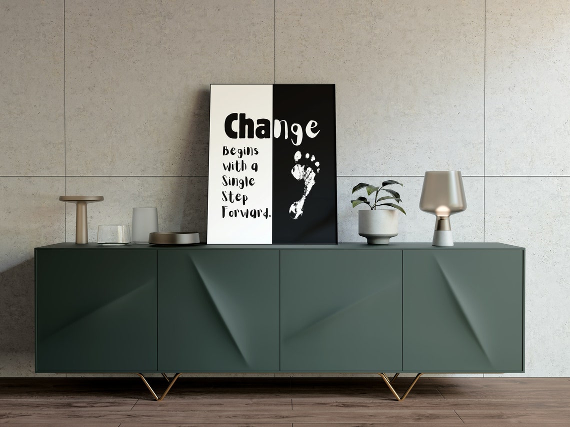 Change Begins with a Single Step Forward Footprint Quote Poster - Image 3