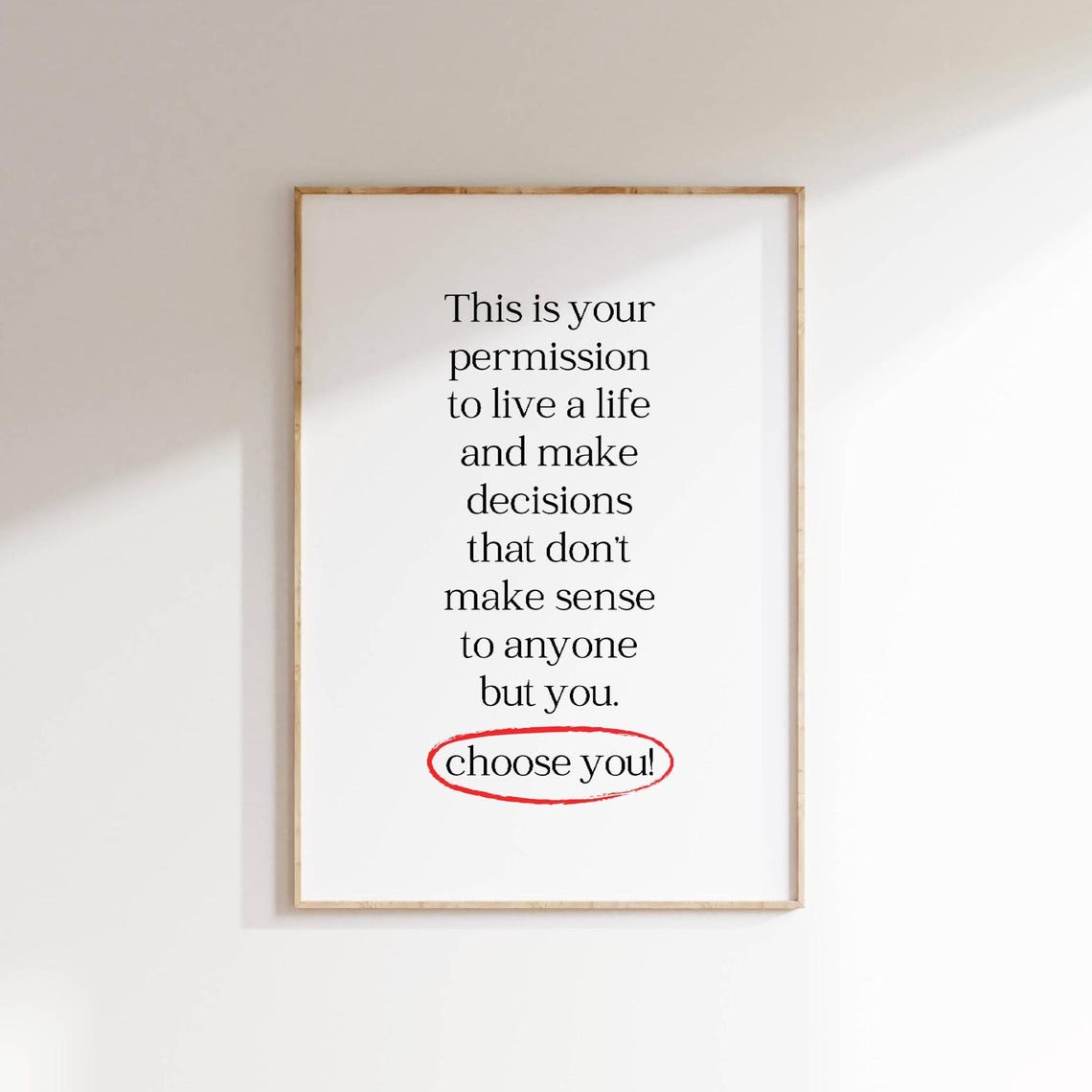 Choose You Permission Quote Poster Minimalist Self Love Wall Decor Art