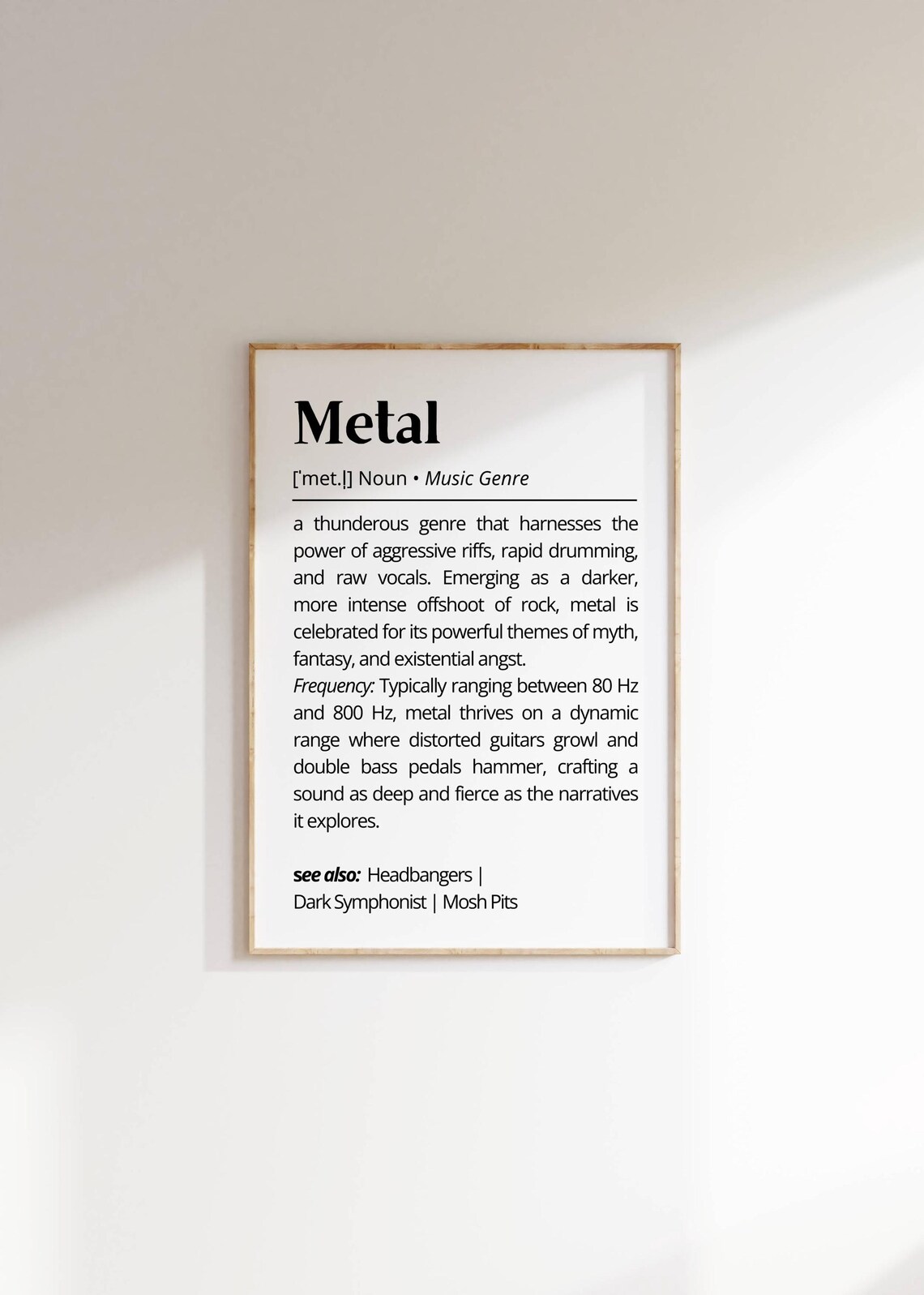 Metal Music Genre Definition Minimalist Typography Gift For Fans Poster