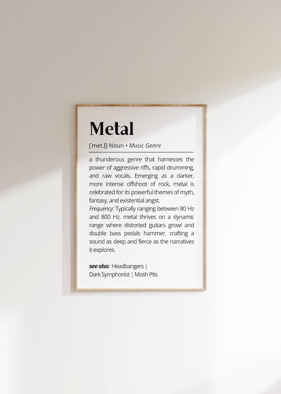 Metal Music Genre Definition Minimalist Typography Gift For Fans Poster