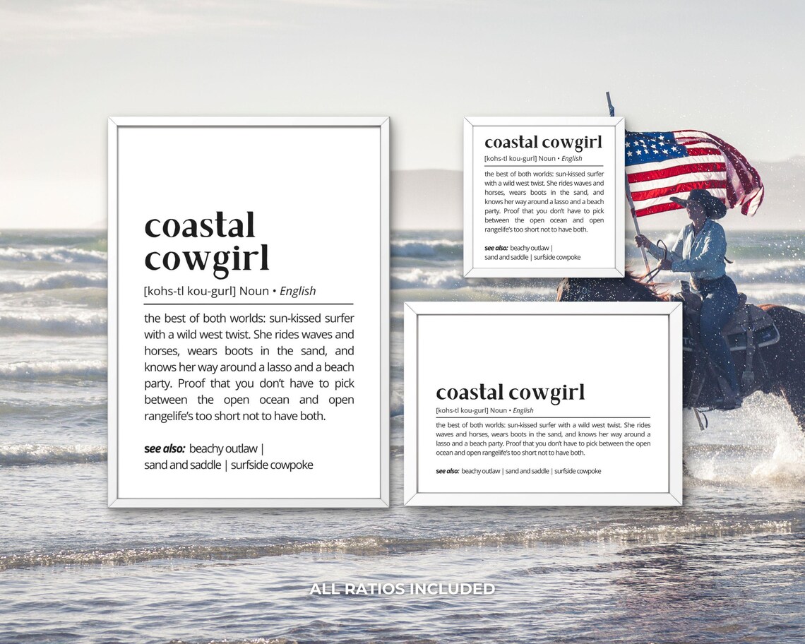 Coastal Cowgirl Definition Art Print, Surf Western Decor - Image 3