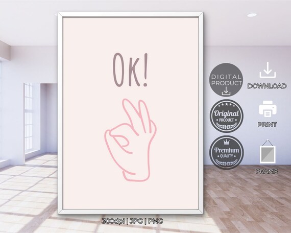 Ok Cute Wall Decor Wall Art Retro Print Trendy Wall Art Eclectic Artwork Wall Art For Living Room Drawn Wall Art Minimalist Poster Art