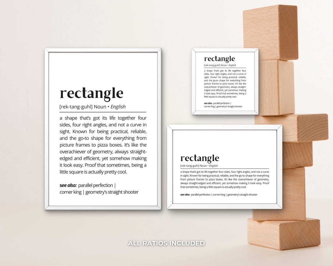 Rectangle Funny Dictionary Definition Poster Geometry Gift Decor - Image 3