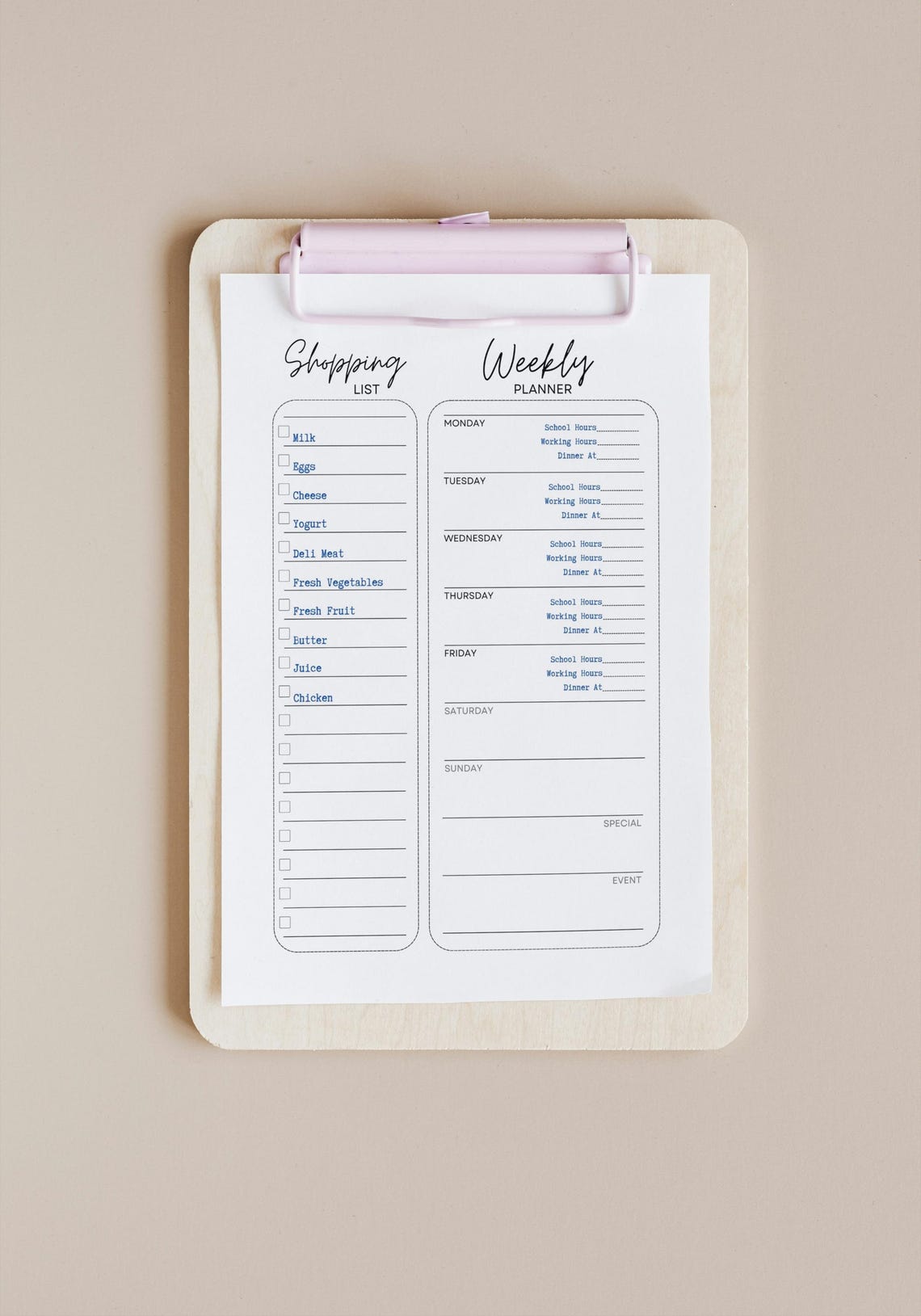 Minimalist Editable Shopping List And Weekly Planner Custom Fridge Friendly Organizer Grocery List And Weekly Schedule Pdf Jpg Png