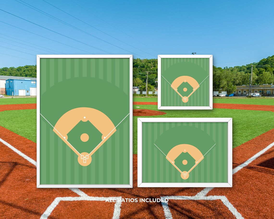 Baseball Field Modern Sports Poster, Minimalist Decor - Image 3