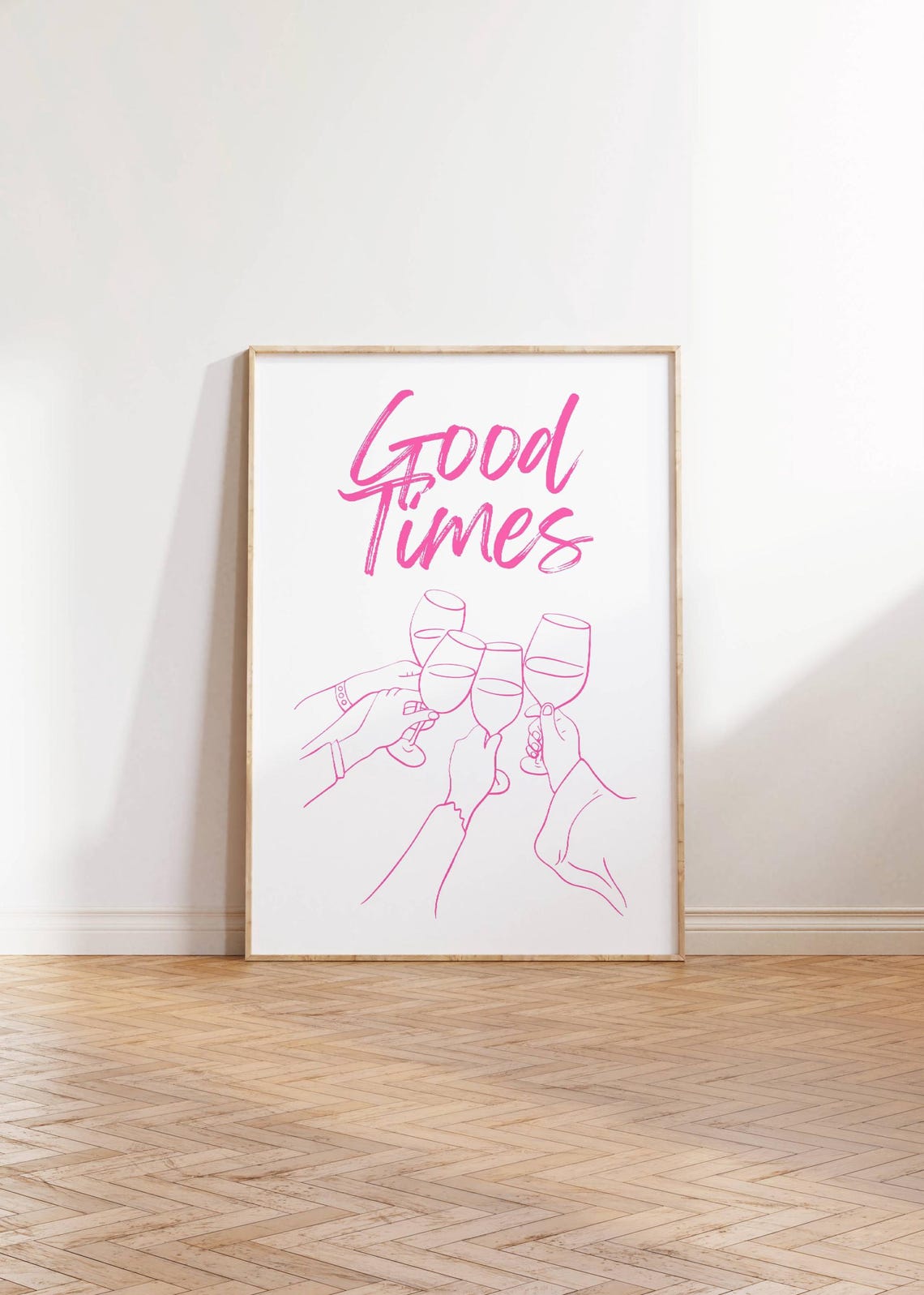 Good Times Pink Wine Glasses Toast Poster Party Celebration Wall Decor - Image 3