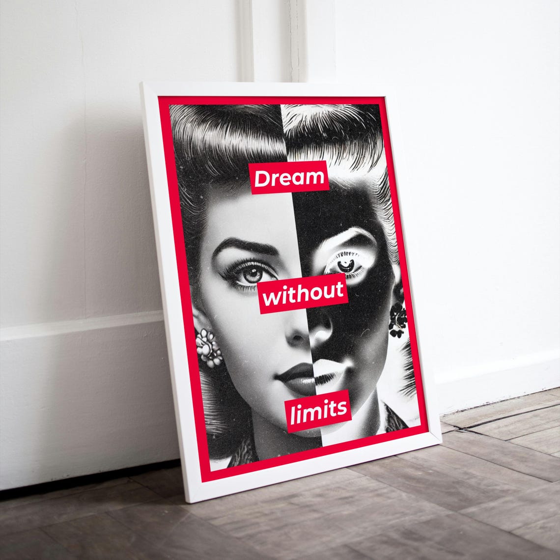 Dream Without Limits Motivational Retro Pop Art Split Portrait Poster - Image 2