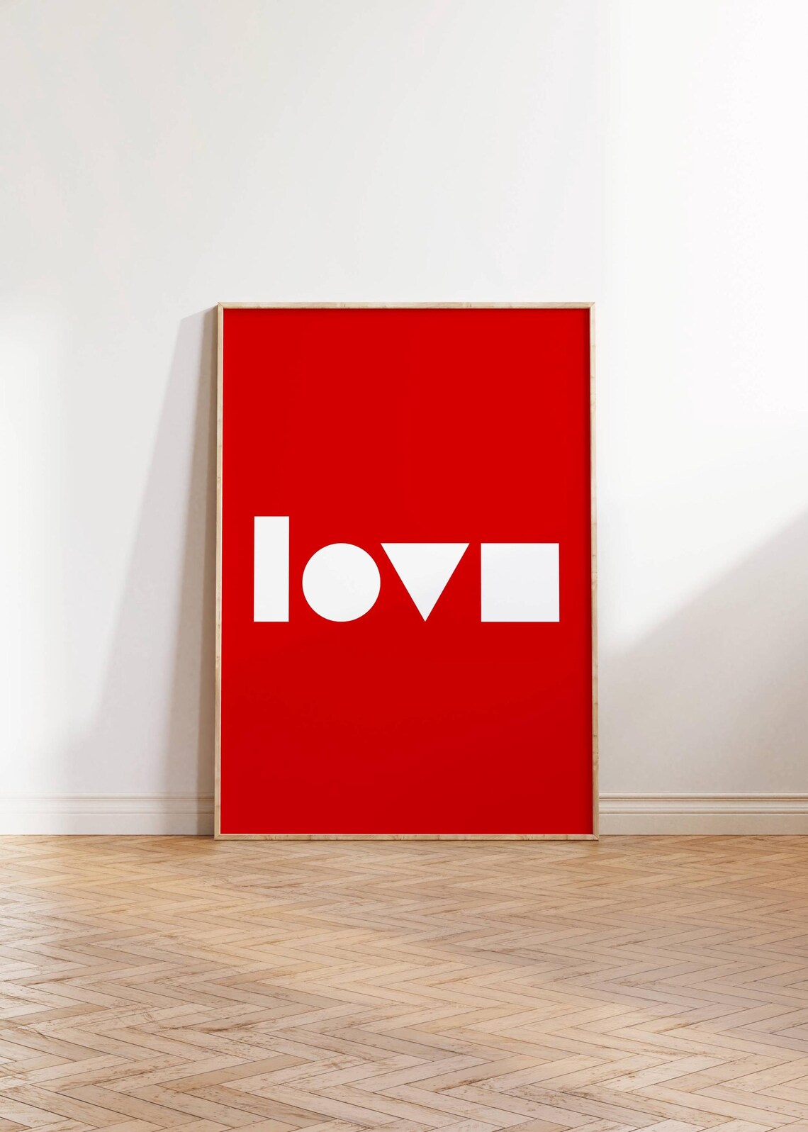 Love Geometric Red Shapes Minimal Bauhaus Modern Typography Poster - Image 4