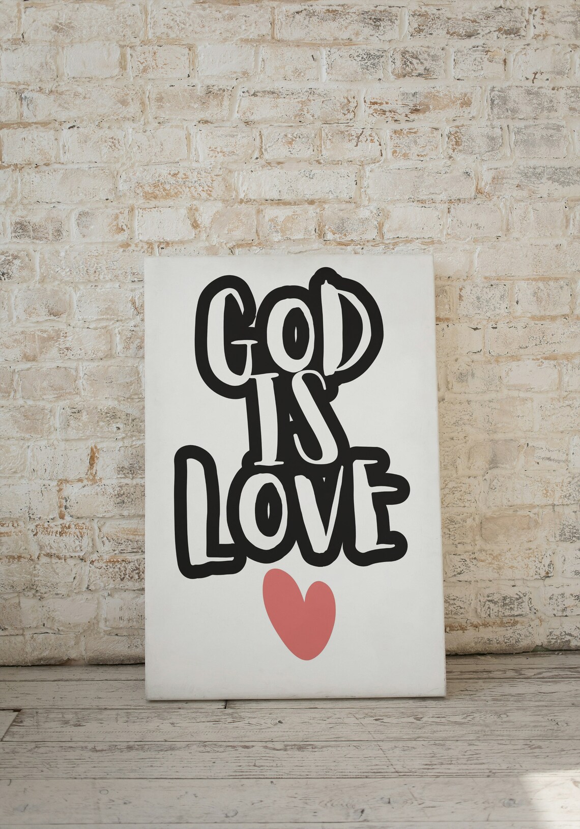 God Is Love Bold Bubble Lettering Red Heart Modern Faith Poster - Image 2