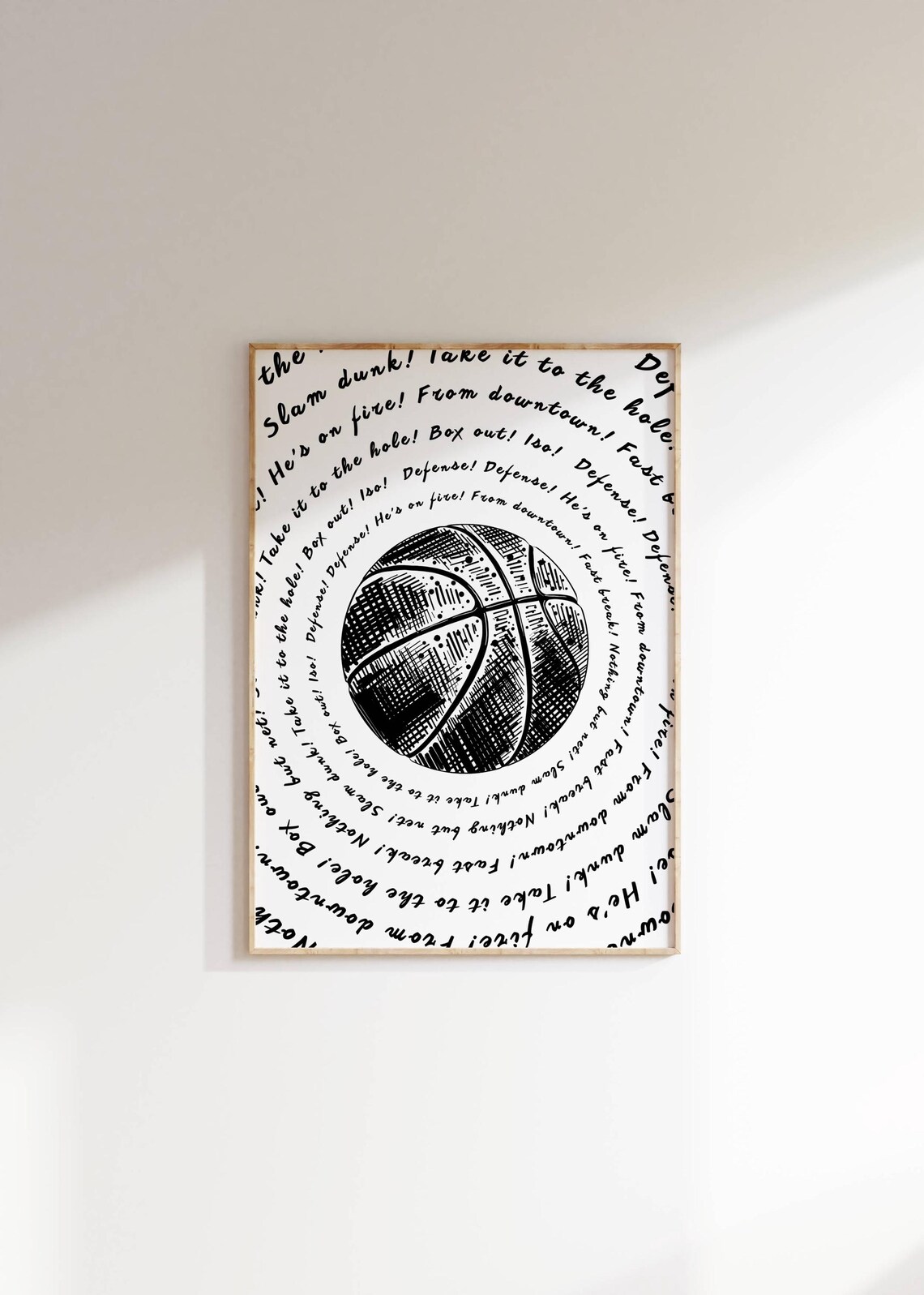 Basketball Spiral Typography Poster Vintage Court Slang Game Day Art