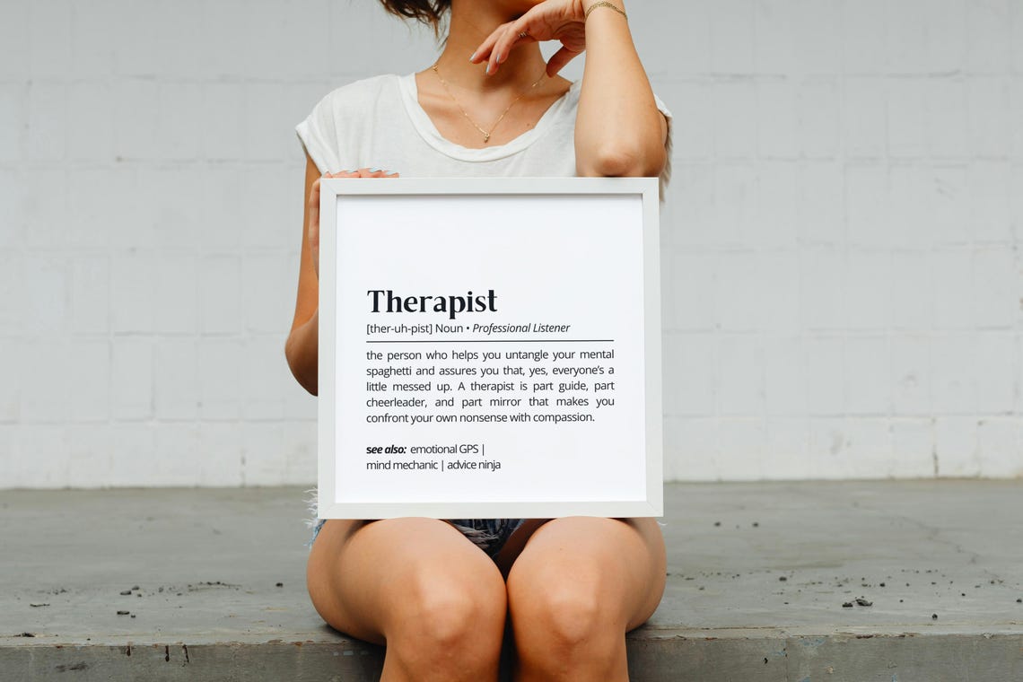 Funny Therapist Dictionary Definition Quote White Humor Print - Image 2