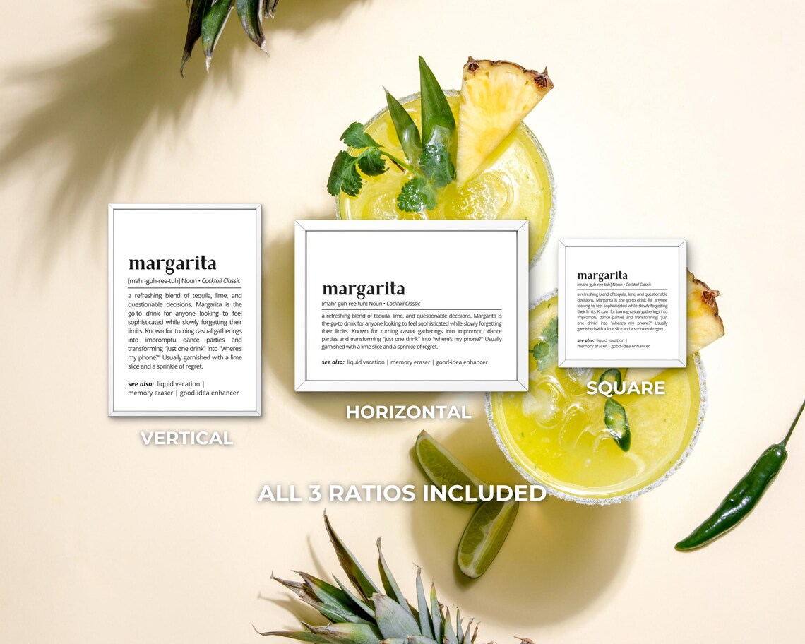 Margarita Definition Funny Cocktail Classic Dictionary Style Humor Poster - Image 3